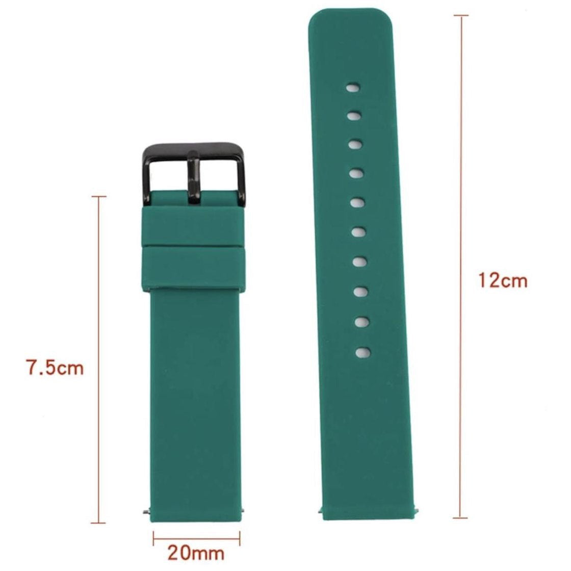 Siliconen Horlogeband 20mm Zwart met Gesp Universeel