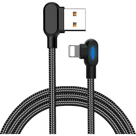 Staza® Onbreekbare Lightning Kabel 2m Haaks Nylon LED